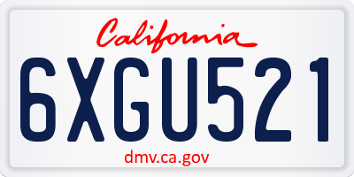 CA license plate 6XGU521