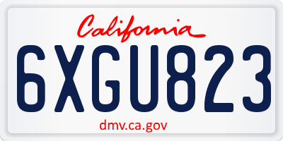 CA license plate 6XGU823