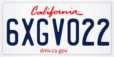 CA license plate 6XGV022