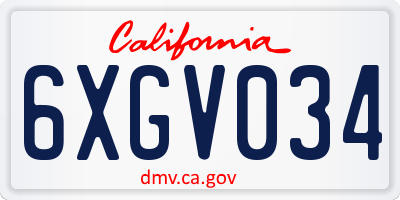 CA license plate 6XGV034