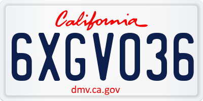 CA license plate 6XGV036
