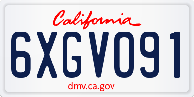 CA license plate 6XGV091