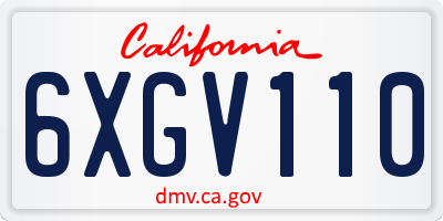 CA license plate 6XGV110