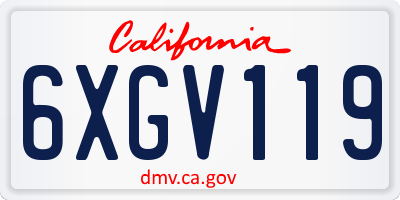 CA license plate 6XGV119