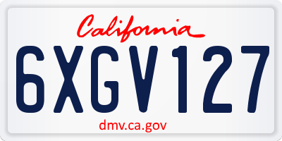 CA license plate 6XGV127