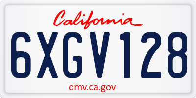 CA license plate 6XGV128