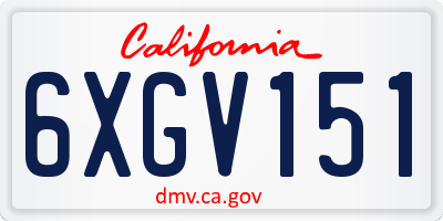 CA license plate 6XGV151
