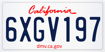 CA license plate 6XGV197