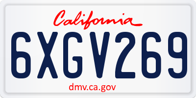 CA license plate 6XGV269