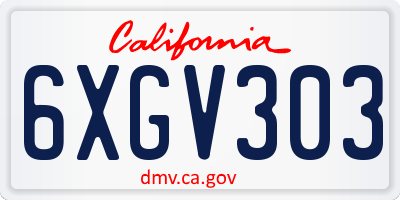 CA license plate 6XGV303