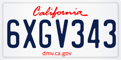 CA license plate 6XGV343