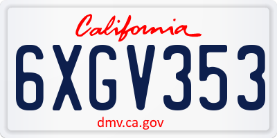 CA license plate 6XGV353