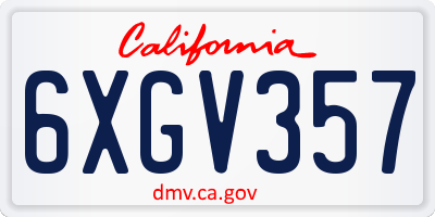 CA license plate 6XGV357