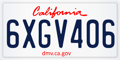 CA license plate 6XGV406