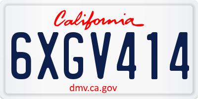 CA license plate 6XGV414