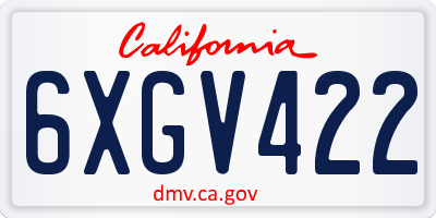 CA license plate 6XGV422