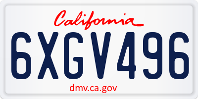 CA license plate 6XGV496