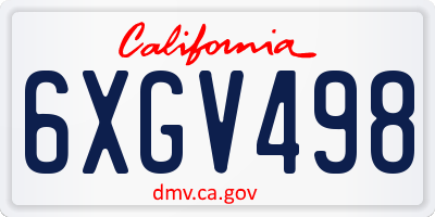 CA license plate 6XGV498