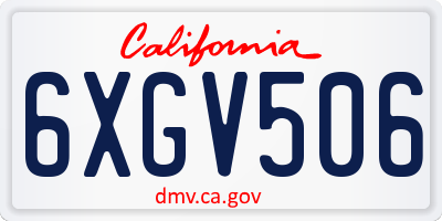 CA license plate 6XGV506