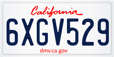 CA license plate 6XGV529