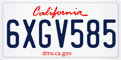 CA license plate 6XGV585