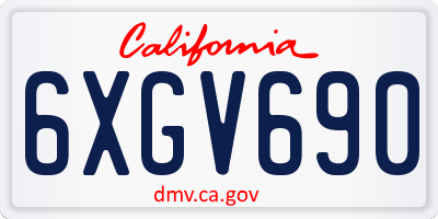 CA license plate 6XGV690