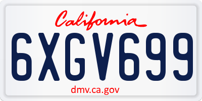 CA license plate 6XGV699