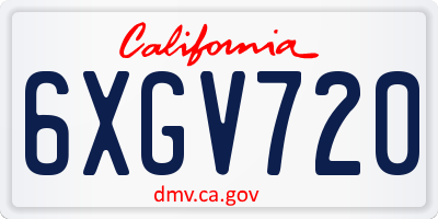 CA license plate 6XGV720