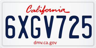 CA license plate 6XGV725