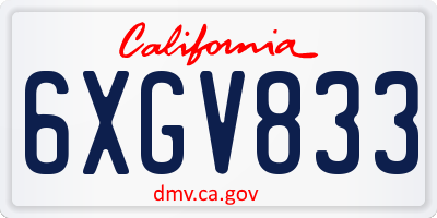 CA license plate 6XGV833