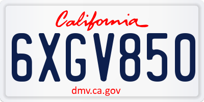 CA license plate 6XGV850
