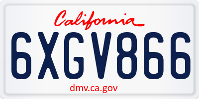 CA license plate 6XGV866