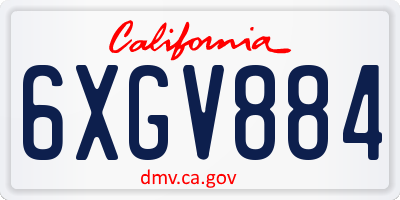 CA license plate 6XGV884