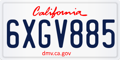 CA license plate 6XGV885