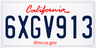 CA license plate 6XGV913