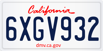 CA license plate 6XGV932