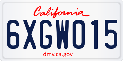 CA license plate 6XGW015