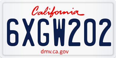CA license plate 6XGW202
