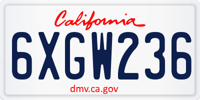 CA license plate 6XGW236