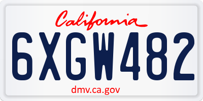 CA license plate 6XGW482