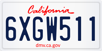 CA license plate 6XGW511