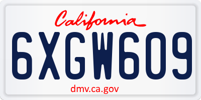 CA license plate 6XGW609