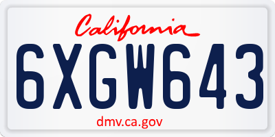 CA license plate 6XGW643