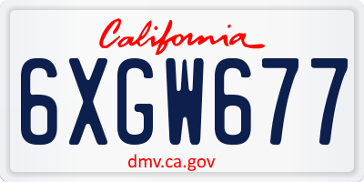 CA license plate 6XGW677
