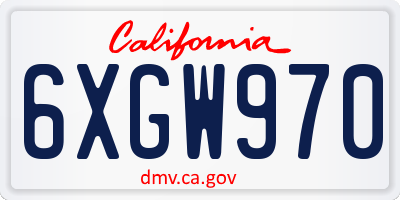CA license plate 6XGW970