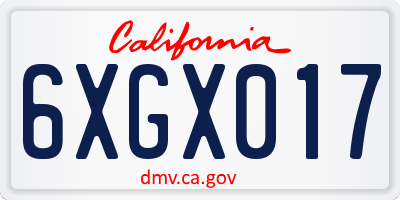 CA license plate 6XGX017