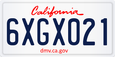 CA license plate 6XGX021