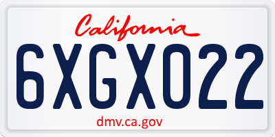 CA license plate 6XGX022