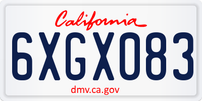 CA license plate 6XGX083