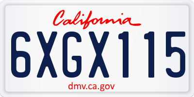 CA license plate 6XGX115